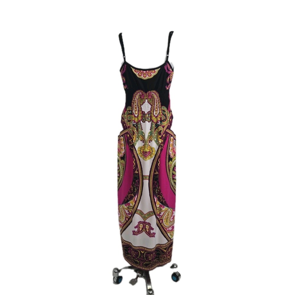 SNAP Junior Large Stretch Knit Paisley Spaghetti Strap Padded Bodice Maxi Dress - Picture 5 of 7